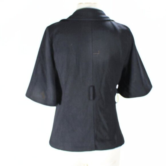 Vintage-Inspired Black Flutter Sleeve Capelet Jacket Medium Corporate Goth - Picture 9 of 10